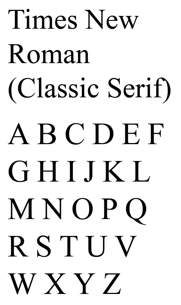 Times New Roman — engraving font letterforms