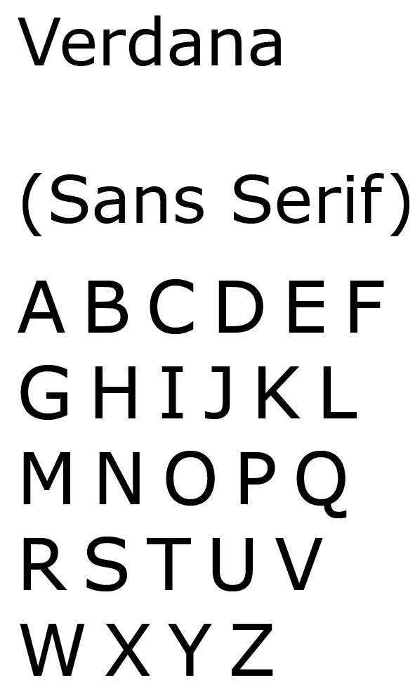 Verdana — engraving font letterforms