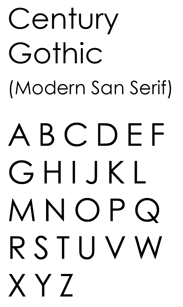 Century Gothic — engraving font letterforms