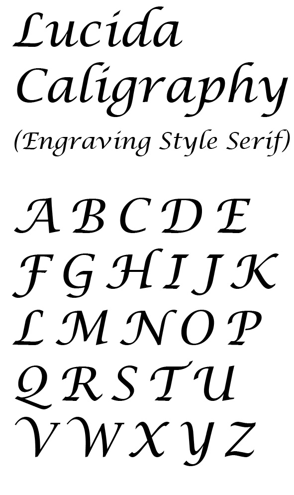 Lucida Calligraphy — engraving font letterforms