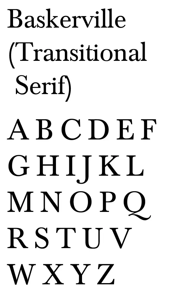 Baskerville — engraving font letterforms